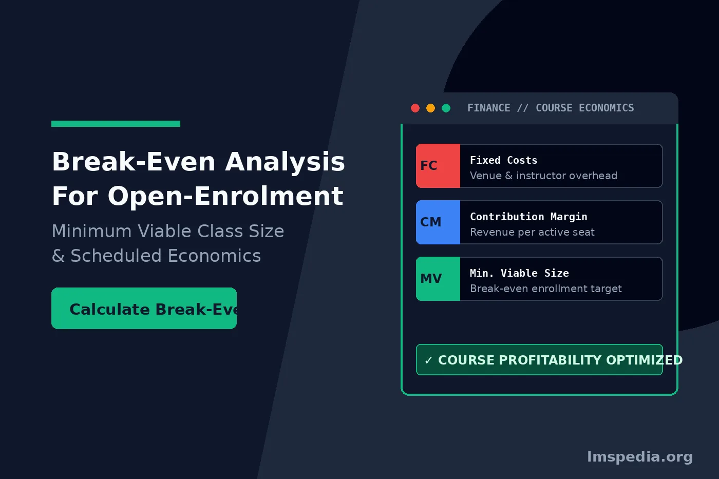 Break-Even Analysis for Open-Enrolment Courses Minimum Viable Class Size