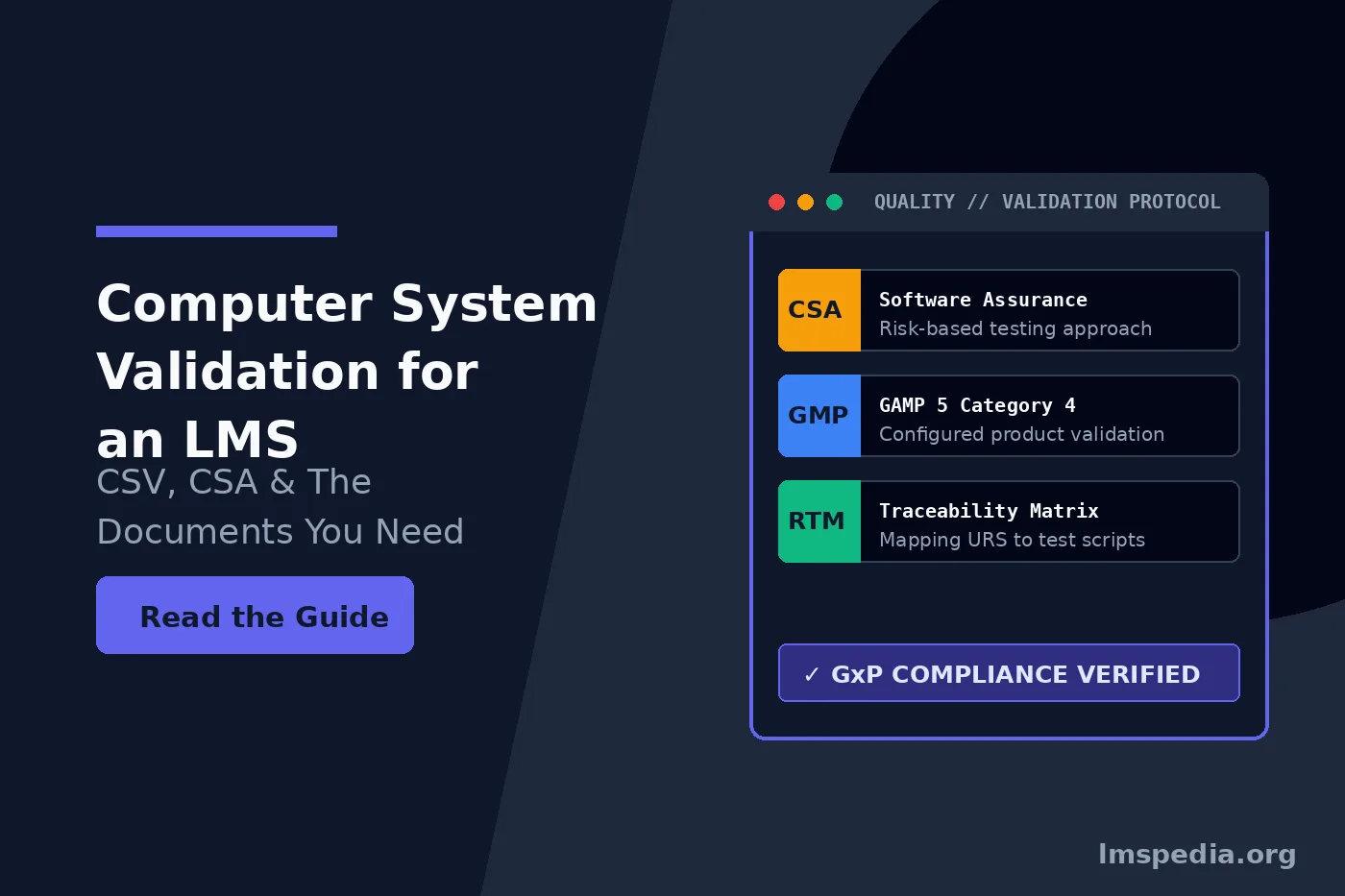 Computer System Validation for an LMS CSV, CSA and the Documents You Need