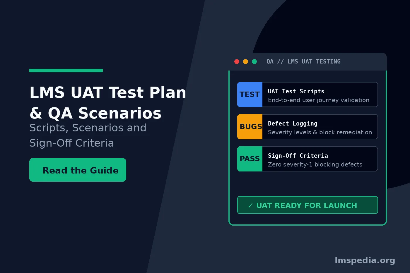 LMS UAT Test Plan Scripts, Scenarios and Sign-Off Criteria