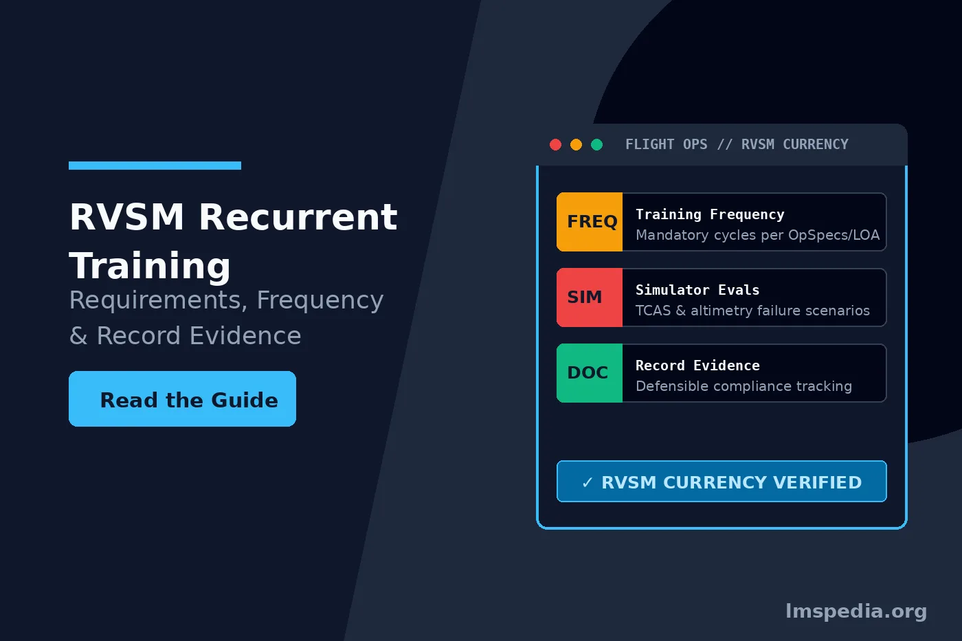RVSM Recurrent Training Requirements, Frequency and Record Evidence