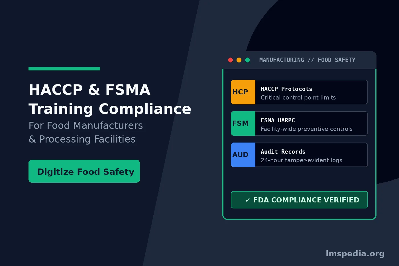 HACCP and FSMA Training Compliance for Food Manufacturers