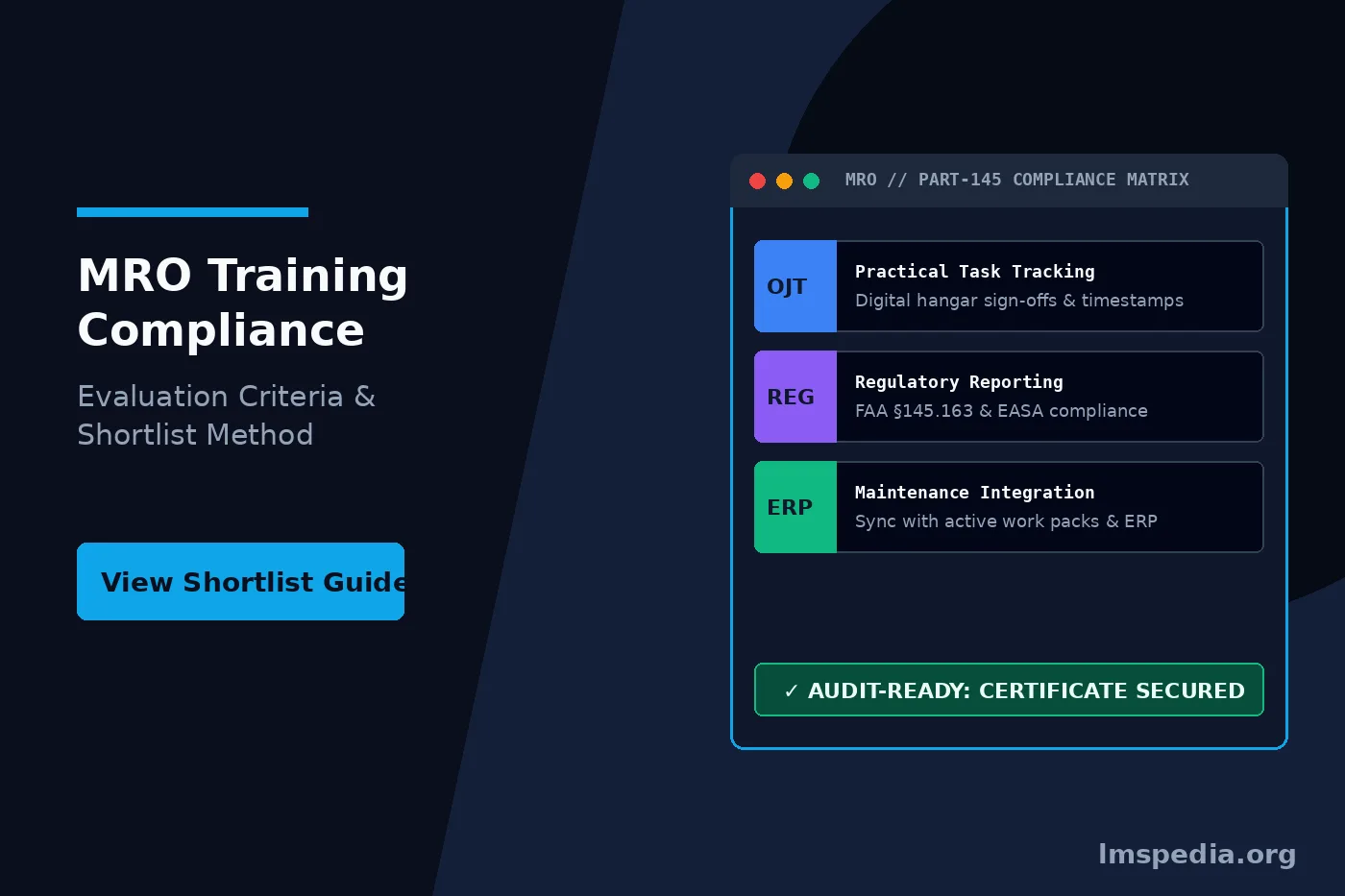 MRO Training Compliance Software Evaluation Criteria and Shortlist Method
