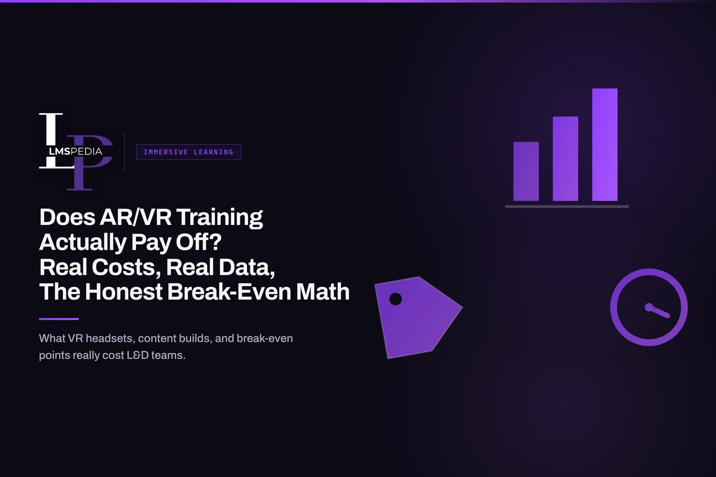 Chart comparing VR headset and content costs against the break-even point for immersive learning ROI